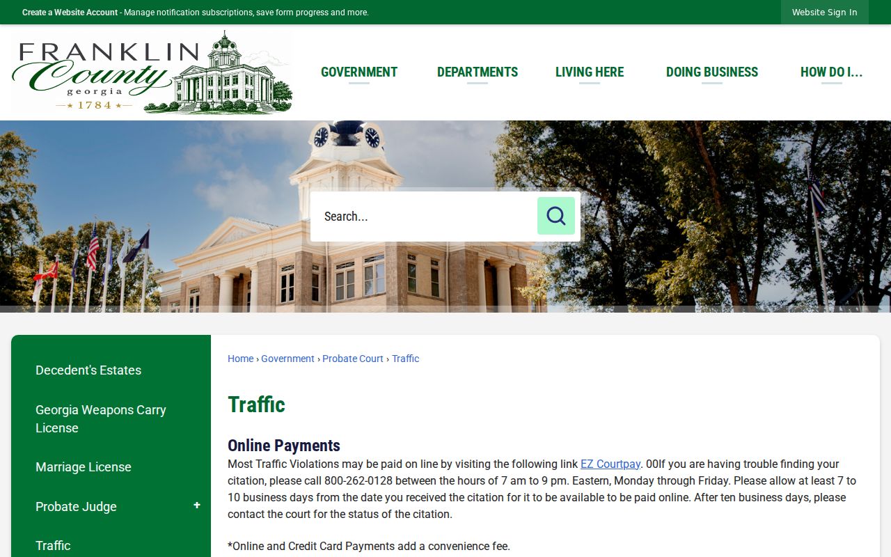 Franklin County Probate traffic page contrasted with Canon municipal court records