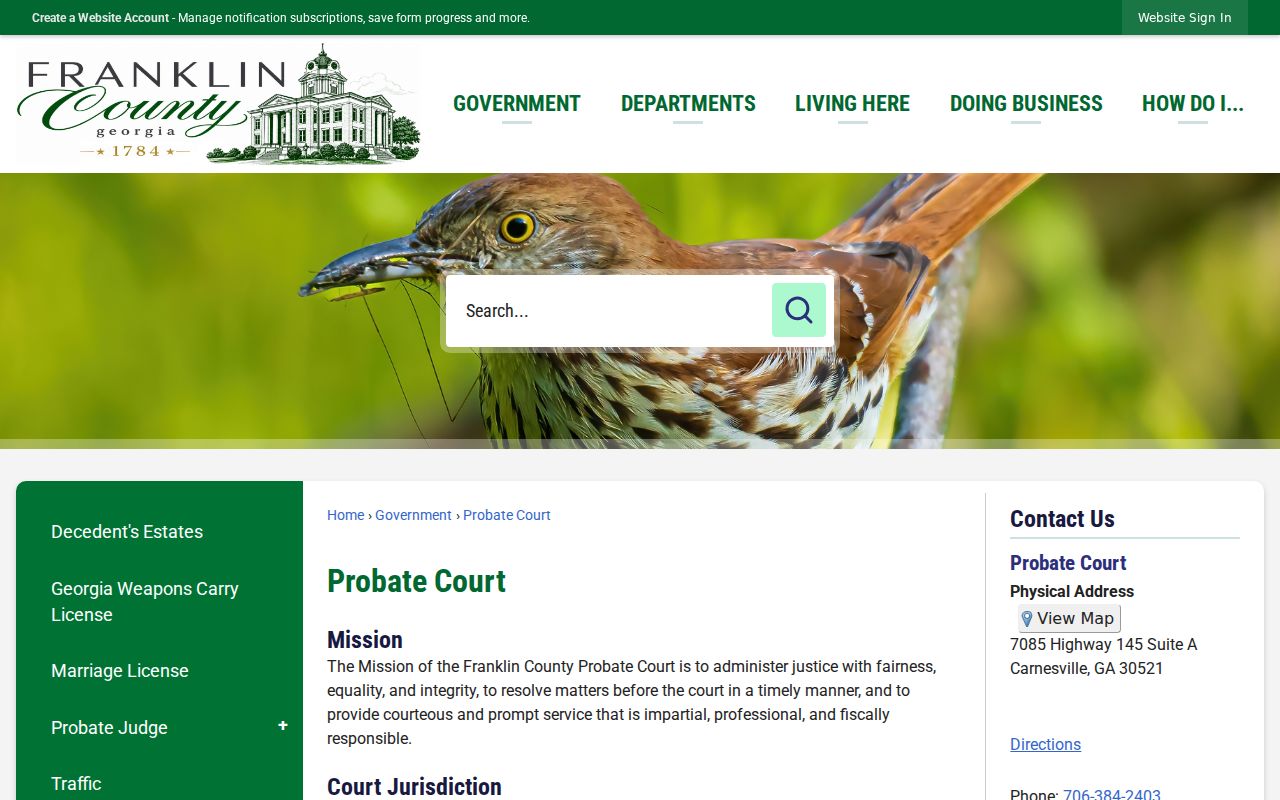 Franklin County docket search fallback through Probate Court