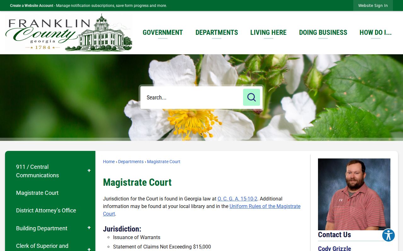 Franklin County court schedule source for Magistrate Court
