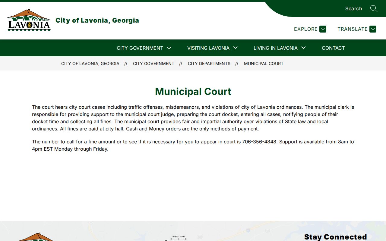 Lavonia court records official Municipal Court page