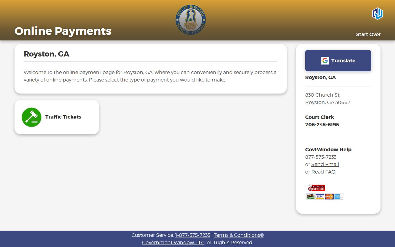 Royston court records GovernmentWindow ticket channel